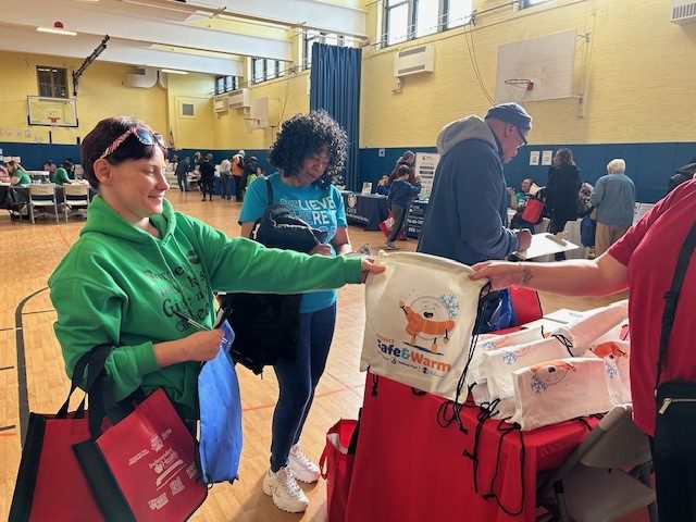 photo of red backpacks